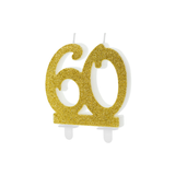 Zahlenkerze "60" Glitzer Gold -hey-Party.de- Zahlenkerzen -#Variante_