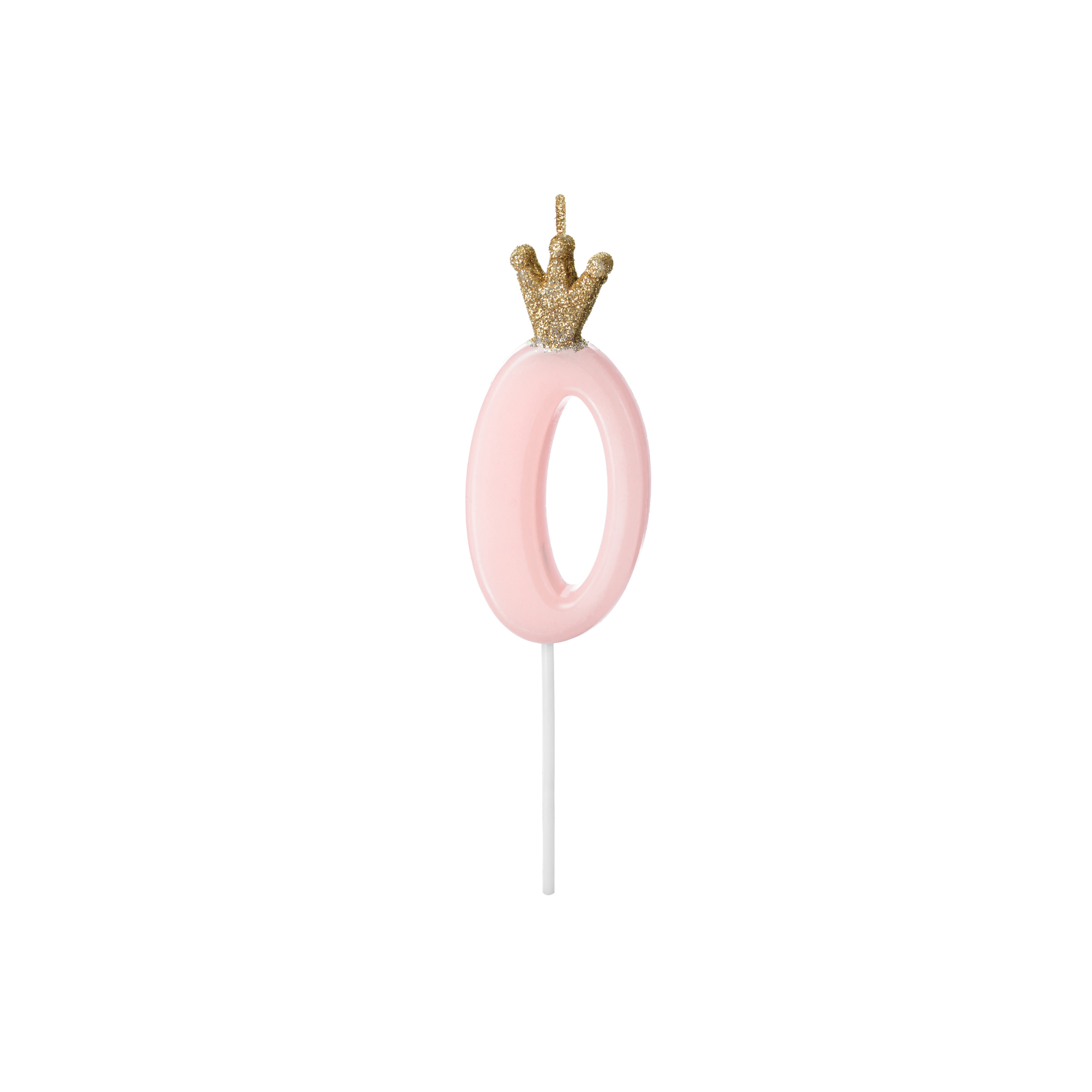 Zahlenkerze Rosa mit Krönchen -hey-Party.de- Zahlenkerzen -#Variante_ Zahl 0