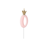 Zahlenkerze Rosa mit Krönchen -hey-Party.de- Zahlenkerzen -#Variante_ Zahl 0