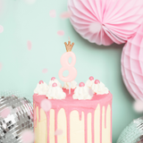 Zahlenkerze Rosa mit Krönchen -hey-Party.de- Zahlenkerzen -#Variante_Zahl 8