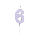 Zahlenkerze Lila Pastell, ca. 4,5 cm -#Variante_Zahl 6