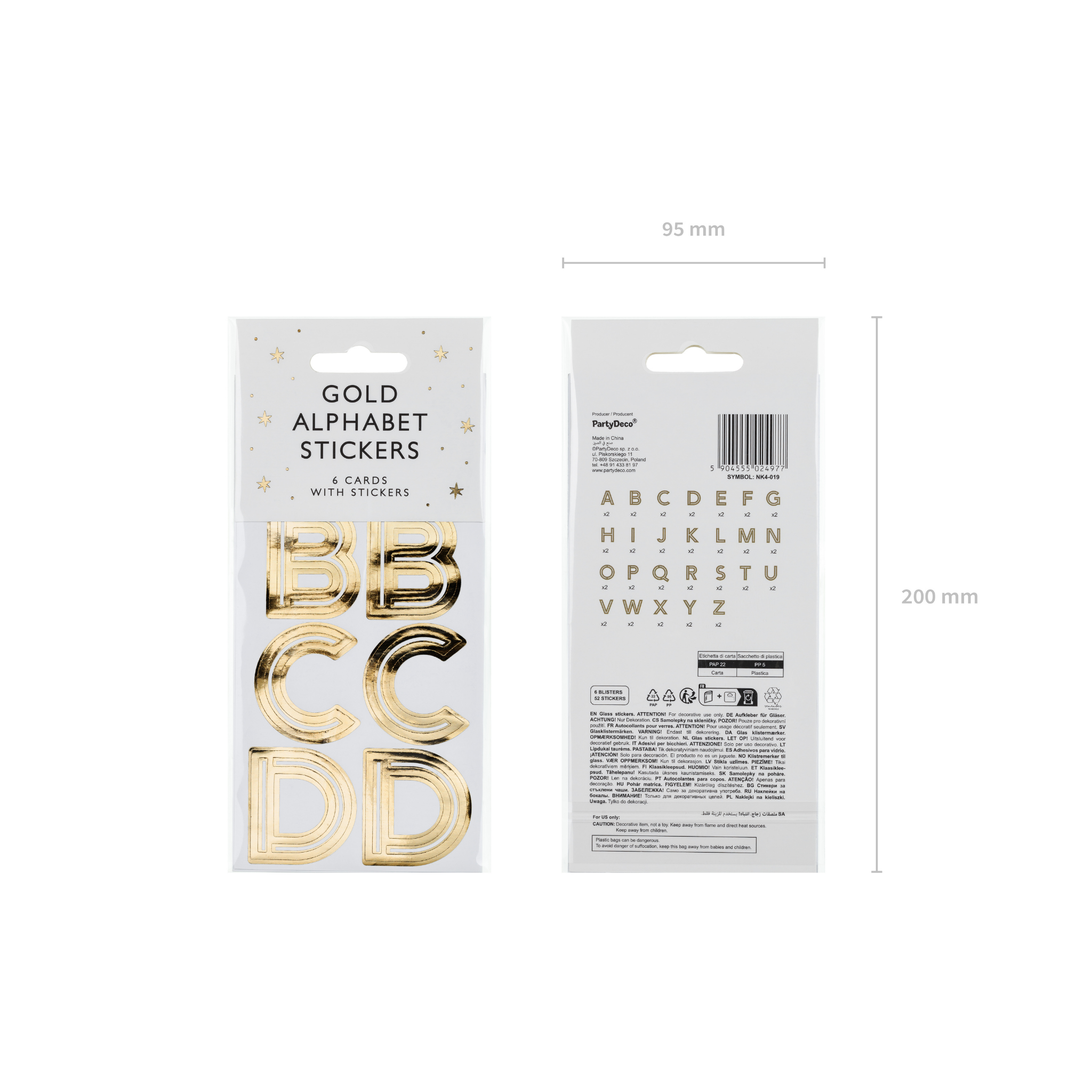 Aufkleber A-Z Gold 4cm -hey-Party.de- Aufkleber -#Variante_