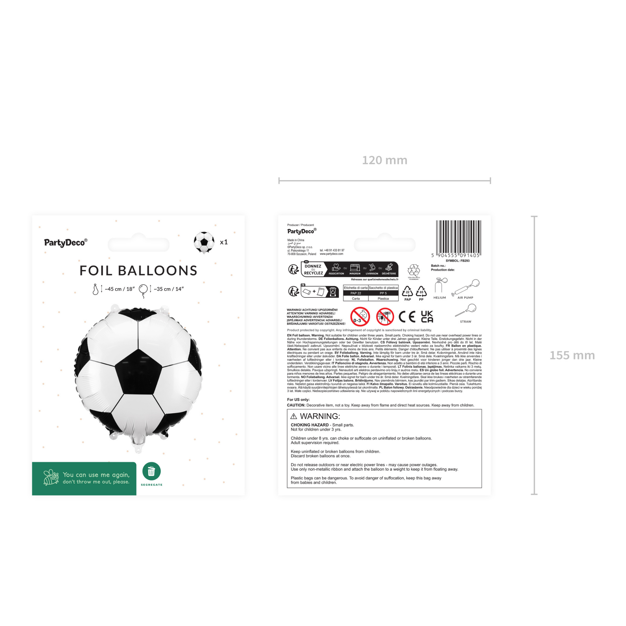 Folienballon Fussball rund -hey-Party.de- Folienballons -#Variante_