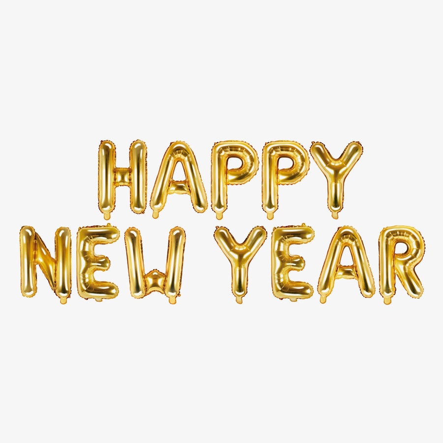 Folienballon Girlande Buchstaben „Happy New Year“, Gold