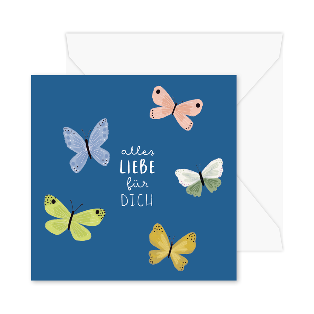 Pop-Up-Karte "Alles Liebe..." Schmetterlinge Doppelkarte Quadratisch -hey-Party.de- Pop-up Karten -#Variante_