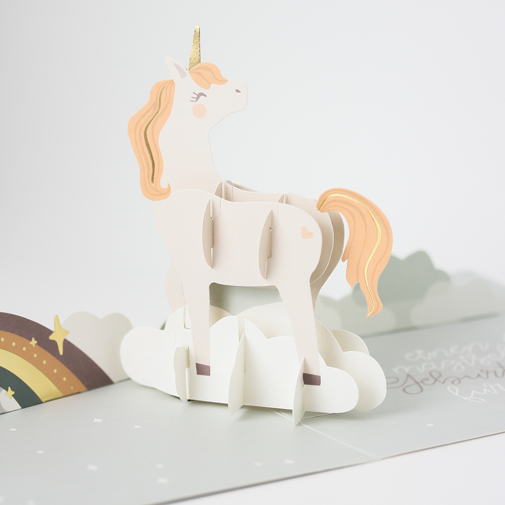 Pop-Up-Karte "einen magischen Geburtstag..." Einhorn Doppelkarte Quadratisch -hey-Party.de- Pop-up Karten -#Variante_