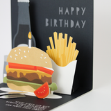 Pop-Up-Karte "Happy Birthday" Burger Doppelkarte Quadratisch -hey-Party.de- Pop-up Karten -#Variante_