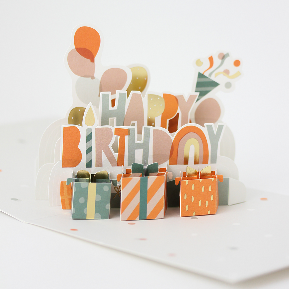 Pop-Up-Karte "Happy Birthday" Geschenke Doppelkarte Quadratisch -hey-Party.de- Pop-up Karten -#Variante_