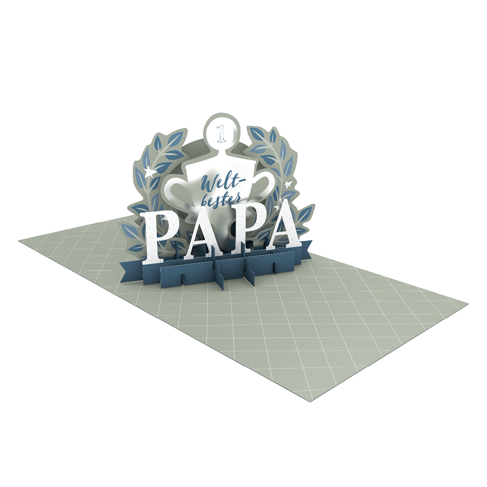 Pop-Up Karte "Weltbester Papa" Doppelkarte Quadratisch -hey-Party.de- Pop-up Karten -#Variante_