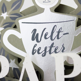 Pop-Up Karte "Weltbester Papa" Doppelkarte Quadratisch -hey-Party.de- Pop-up Karten -#Variante_