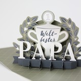 Pop-Up Karte "Weltbester Papa" Doppelkarte Quadratisch -hey-Party.de- Pop-up Karten -#Variante_