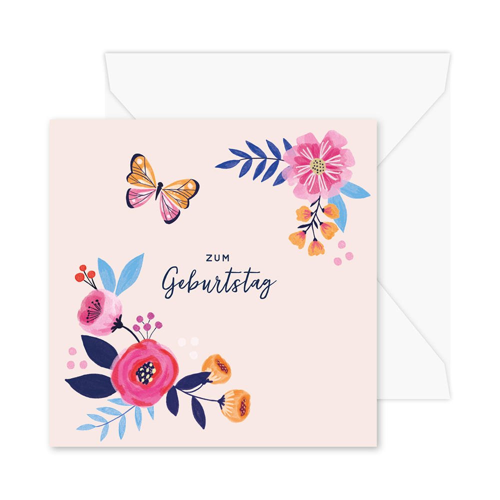 Pop-Up-Karte "Zum Geburtstag..." Blumen Doppelkarte Quadratisch -hey-Party.de- Pop-up Karten -#Variante_
