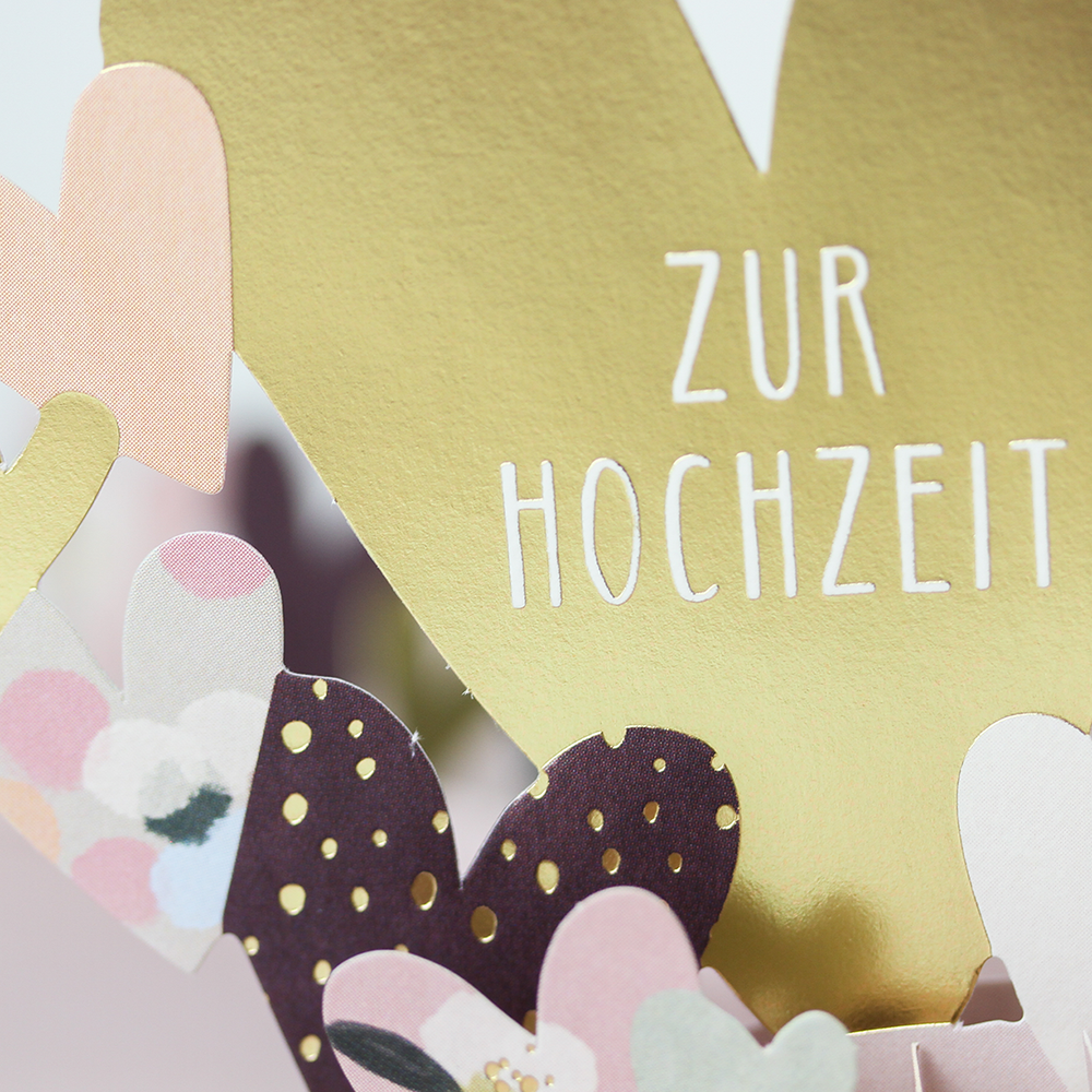 Pop-Up Karte "Zur Hochzeit" Doppelkarte Quadratisch -hey-Party.de- Pop-up Karten -#Variante_