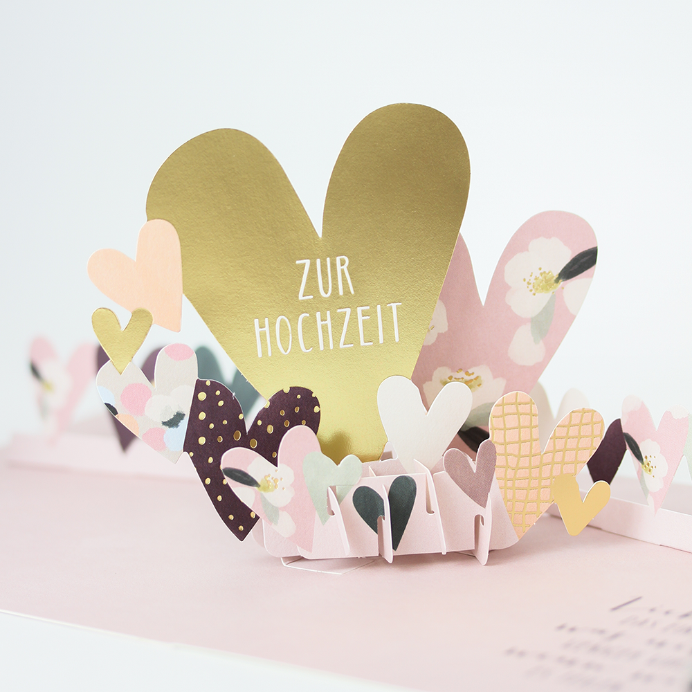 Pop-Up Karte "Zur Hochzeit" Doppelkarte Quadratisch -hey-Party.de- Pop-up Karten -#Variante_