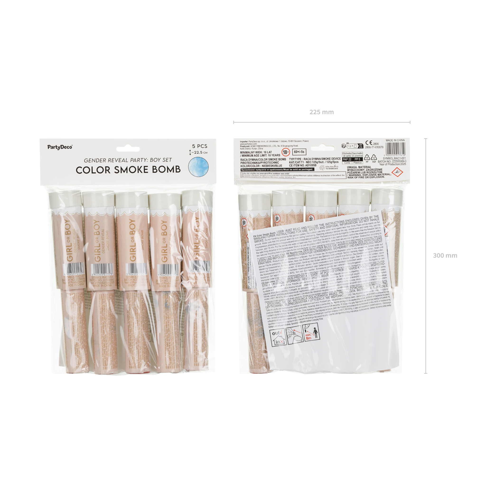 Rauchbombe "It's a boy" Blau 5er-Set -hey-Party.de- Konfettikanonen -#Variante_