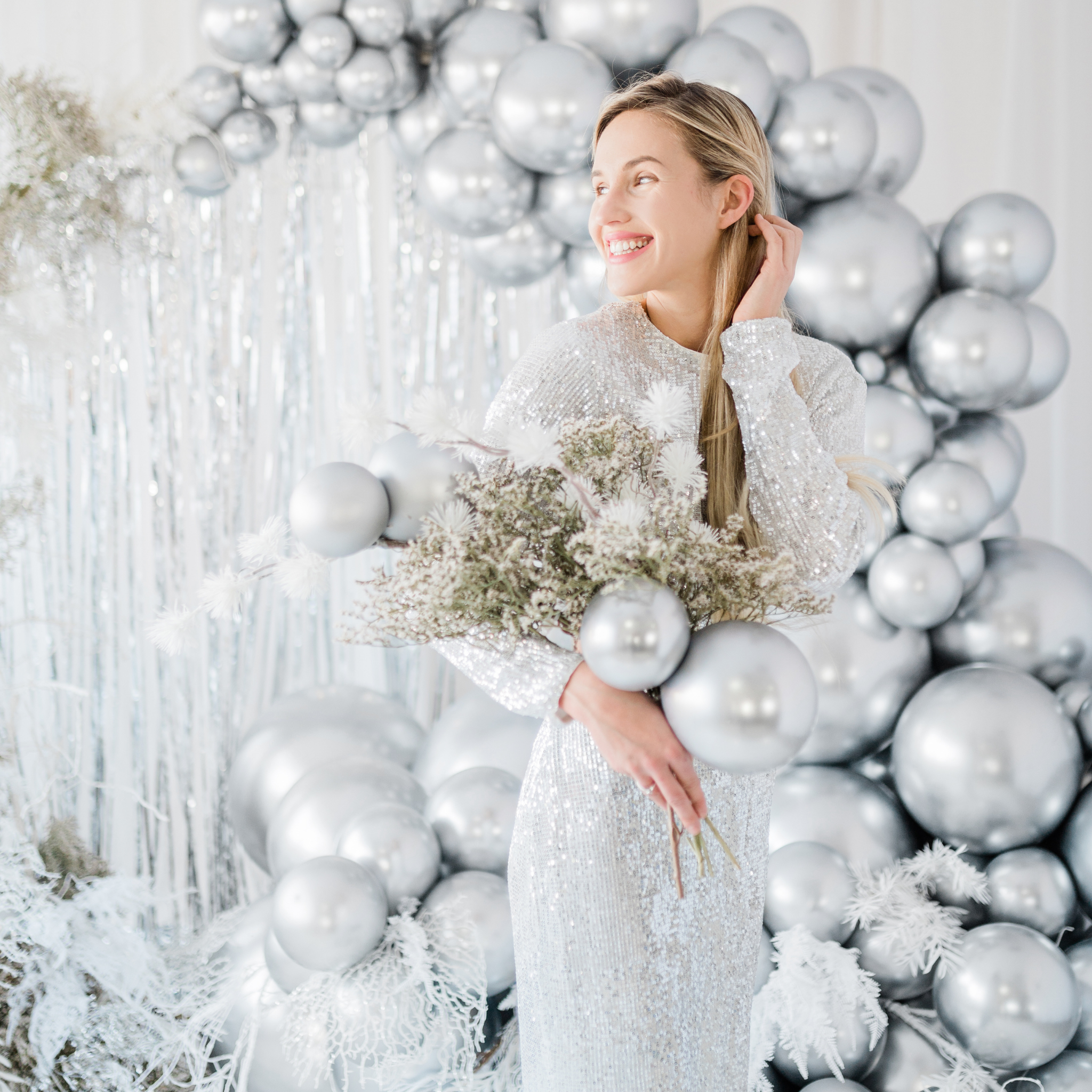 Riesenballon 60 cm Glossy Silber -hey-Party.de- Latexballons -#Variante_