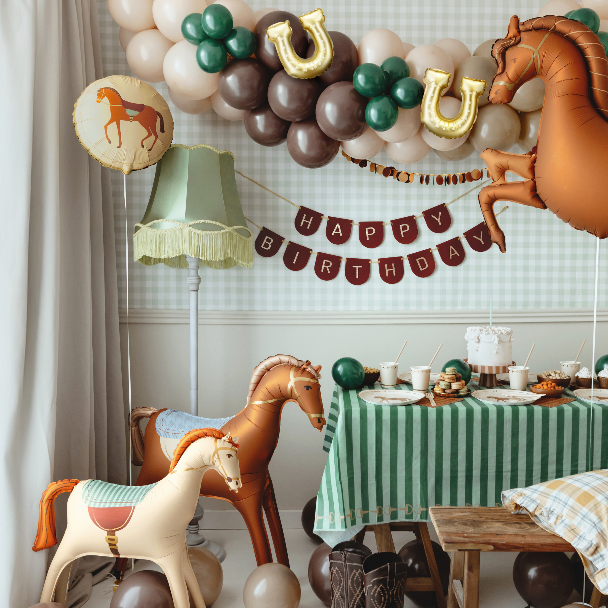 Stehender Folienluftballon Pferd Beige -hey-Party.de- Folienballons -#Variante_