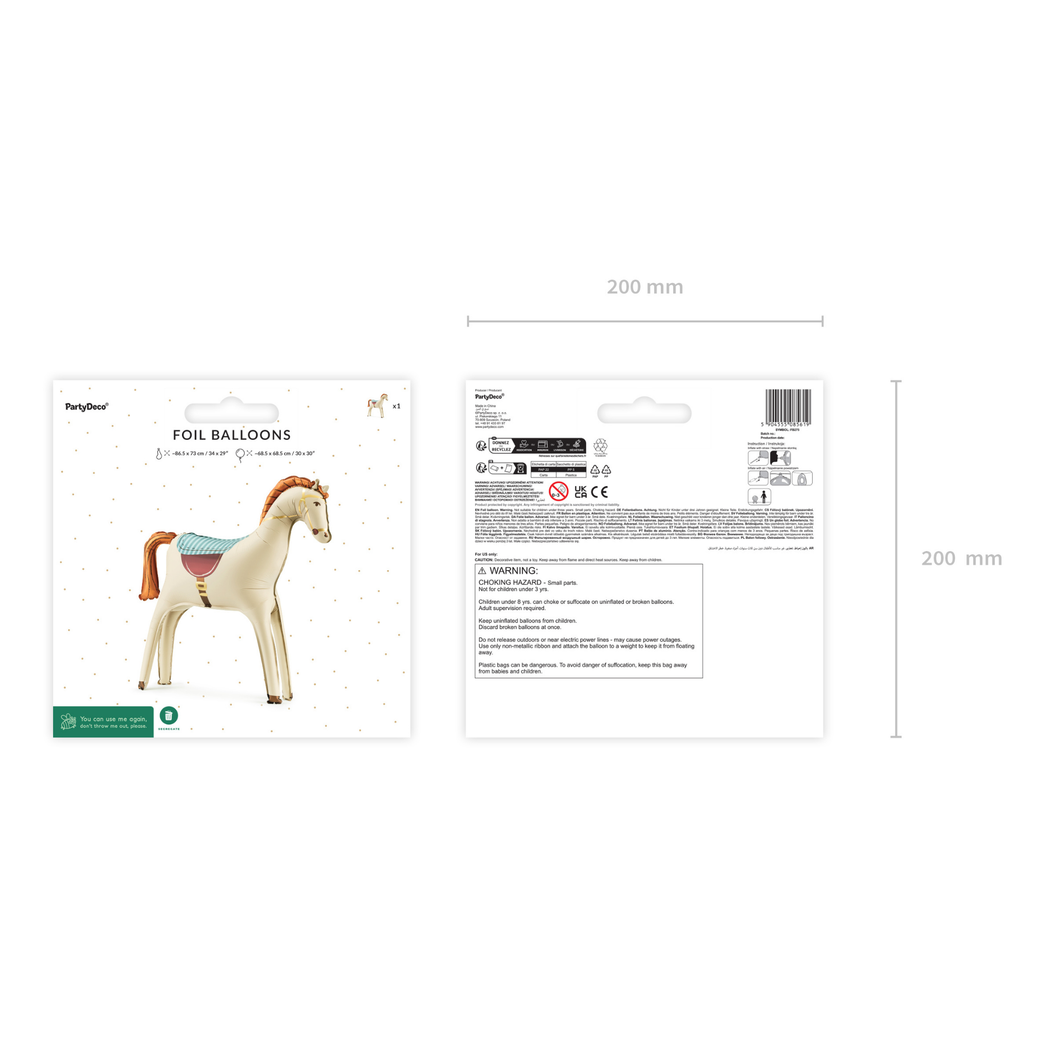 Stehender Folienluftballon Pferd Beige -hey-Party.de- Folienballons -#Variante_